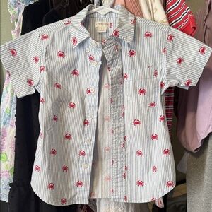 Crewcuts Blue and Red Crab Button Down Shirt